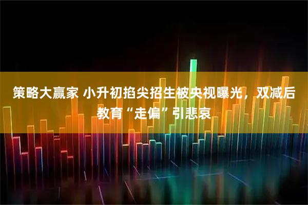 策略大赢家 小升初掐尖招生被央视曝光，双减后教育“走偏”引悲哀